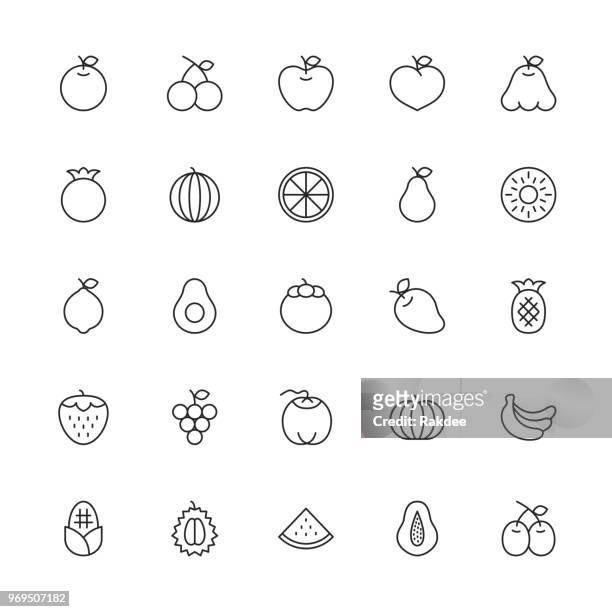 stockillustraties, clipart, cartoons en iconen met fruit icon - serie van de dunne lijn - mango vector