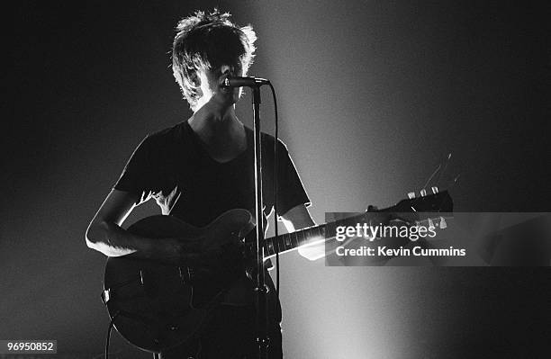 Ian McCulloch, lead singer of British band Echo and the Bunnymen, performs on stage at the Apollo Theatre in Manchester, England in May 1981.