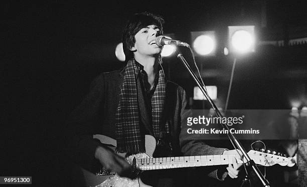 Ian McCulloch, lead singer of British band Echo and the Bunnymen, performs on stage at Devilles in Manchester, England in December 1979.