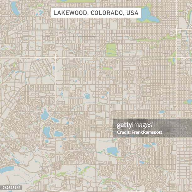 lakewood, colorado usa stadtstraße karte - lakewood colorado stock-grafiken, -clipart, -cartoons und -symbole