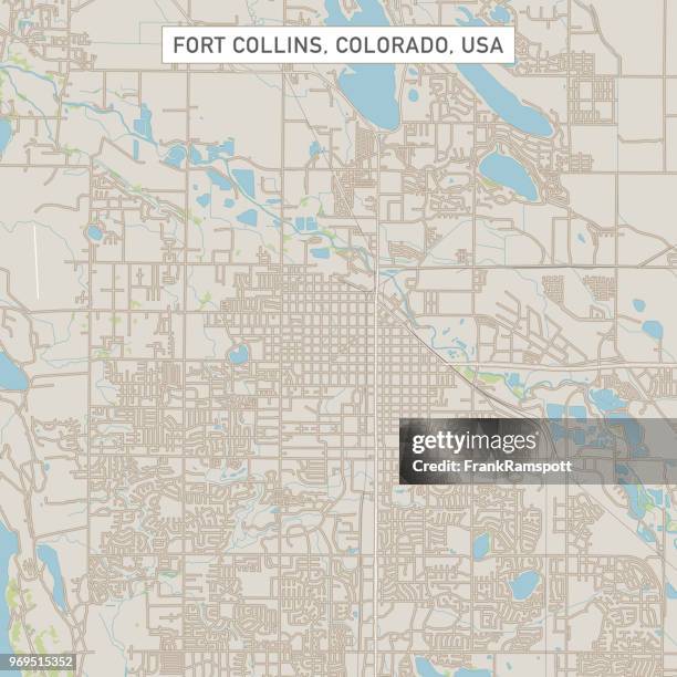 fort collins colorado us city street map - fort collins colorado downtown stock illustrations