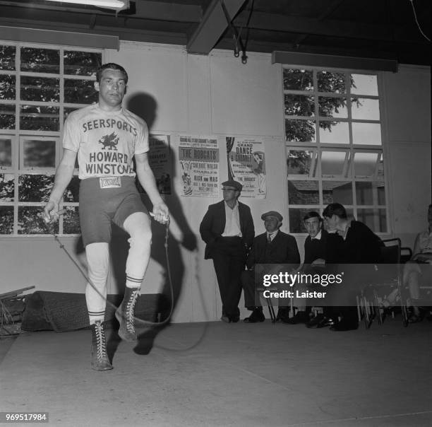 Welsh world champion boxer Howard Winstone skipping a rope during training in a gym, UK, 15th June 1967.