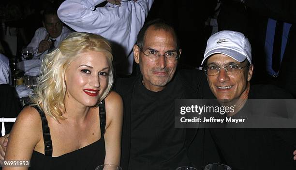 Gwen Stefani, Steve Jobs and Jimmy Iovine attend the 2008 Spirit Of Life Award Dinner on October 15, 2008 in Santa Monica, California.