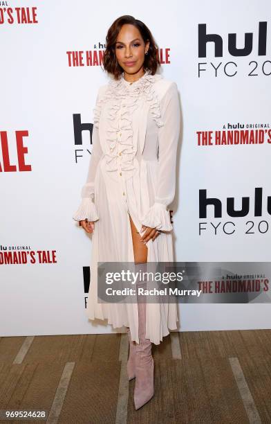 Actor Amanda Brugel arrives at Hulu's "The Handmaid's Tale" FYC at Samuel Goldwyn Theater on June 7, 2018 in Beverly Hills, California.