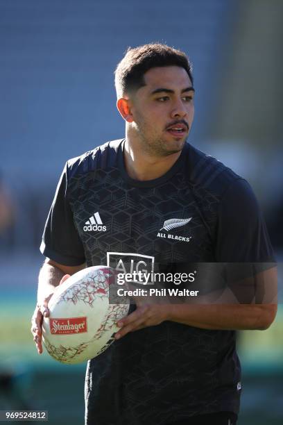 Anton Lienert-Brown of the All Blacks during the New Zealand All Blacks Captain's Run at Eden Park on June 8, 2018 in Auckland, New Zealand.