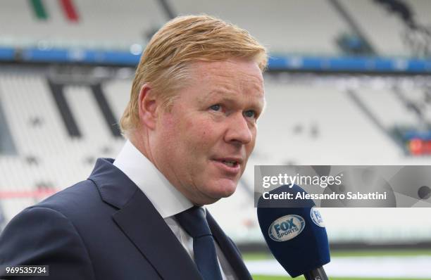 Ronald Koeman head coach of Netherlands before the International Friendly match between Italy and Netherlands at Allianz Stadium on June 4, 2018 in...