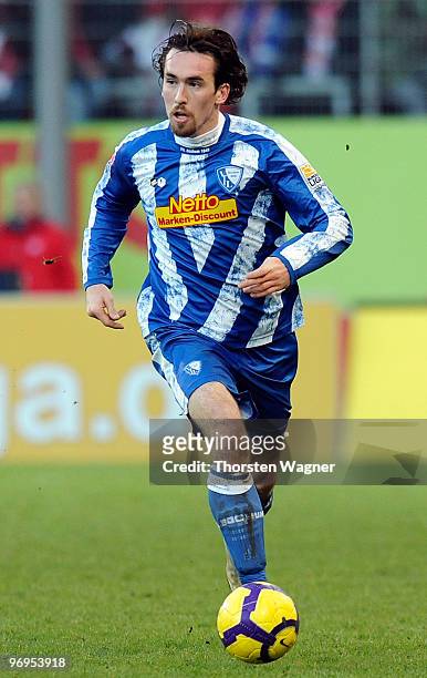 Christian Fuchs of Bochum runs with the ball during the Bundesliga match between FSV Mainz 05 and VFL Bochum at Bruchweg Stadium on February 20, 2010...