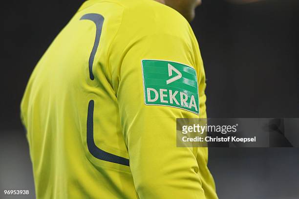 Linesman with a logo of sponsor Dekra is seen during the Bundesliga match between 1899 Hoffenheim and Borussia Moenchengladbach at Rhein-Neckar Arena...