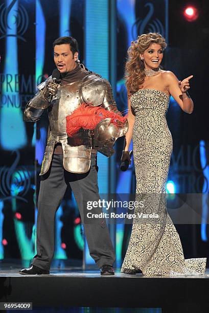 Victor Manuelle and Ana Barbara on stage at Univisions 2010 Premio Lo Nuestro a La Musica Latina Awards at American Airlines Arena on February 18,...