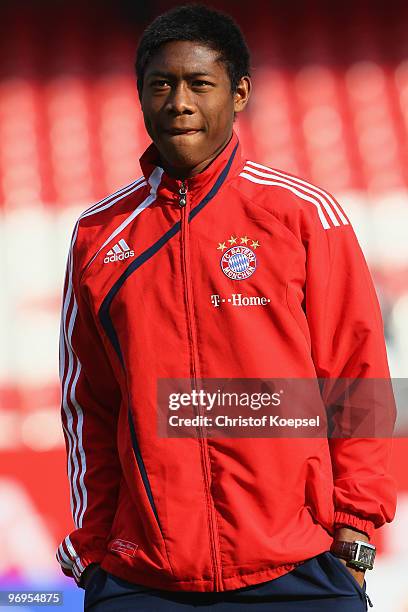 David Alaba of Bayern is seen before the Bundesliga match between 1. FC Nuernberg and FC Bayern Muenchen at Easy Credit Stadium on February 20, 2010...