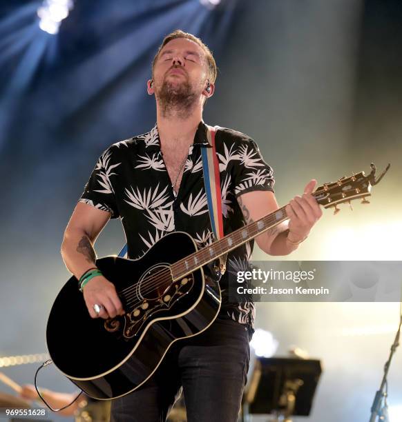 Osborne of musical duo Brothers Osborne performs onstage during the 2018 CMA Music festival at the Nissan Stadium on June 7, 2018 in Nashville,...