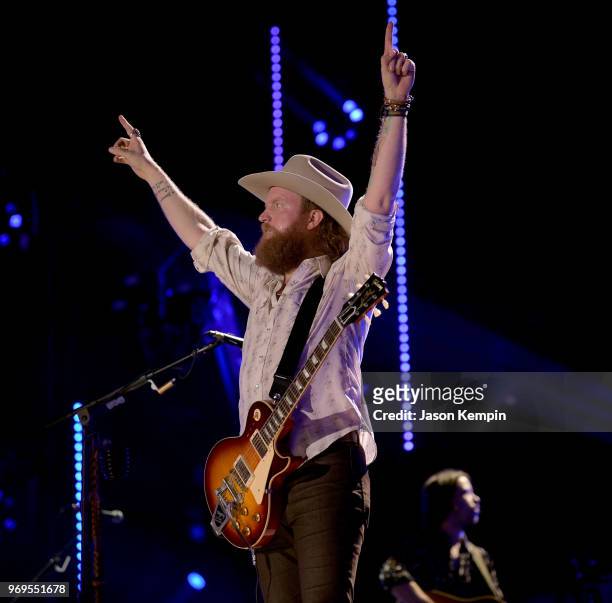 John Osborne of musical duo Brothers Osborne performs onstage during the 2018 CMA Music festival at the Nissan Stadium on June 7, 2018 in Nashville,...