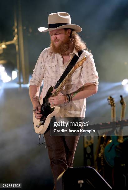 John Osborne of musical duo Brothers Osborne performs onstage during the 2018 CMA Music festival at the Nissan Stadium on June 7, 2018 in Nashville,...
