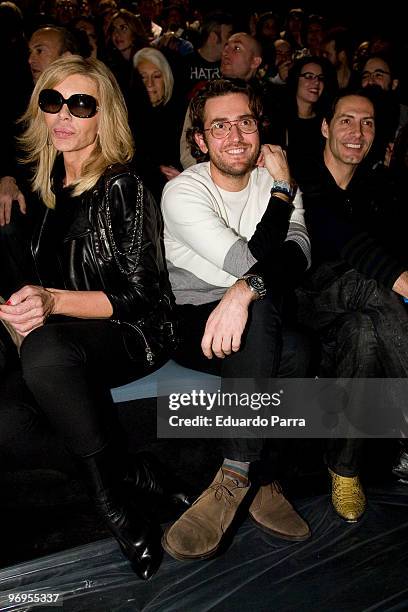 Bibiana Fernandez, Maxim Huerta and Manuel Bandera attend day five of Cibeles Fashion Week at Ifema on February 22, 2010 in Madrid, Spain.