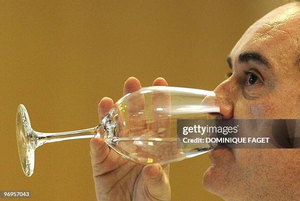 Spanish chef Ferran Adria drinks during a press conference at Madrid Fusion, the annual international culinary conference focussing on the...