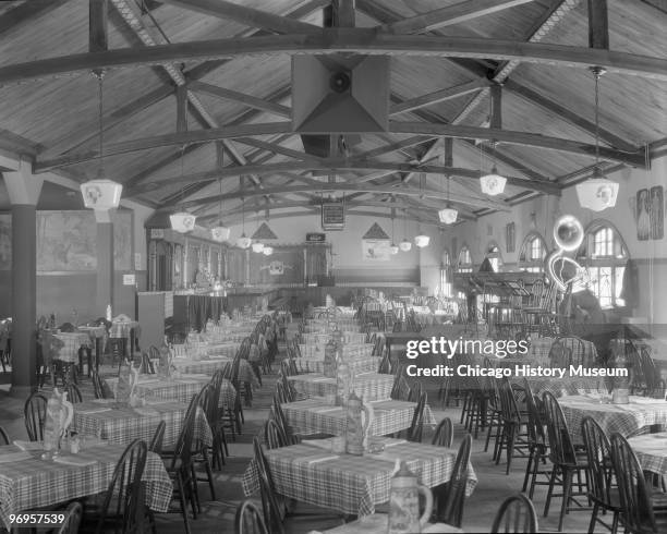 View of the interior of the Old Heidelberg German restaurant at the Century of Progress International Exposition , Chicago, Illinois, 1933.