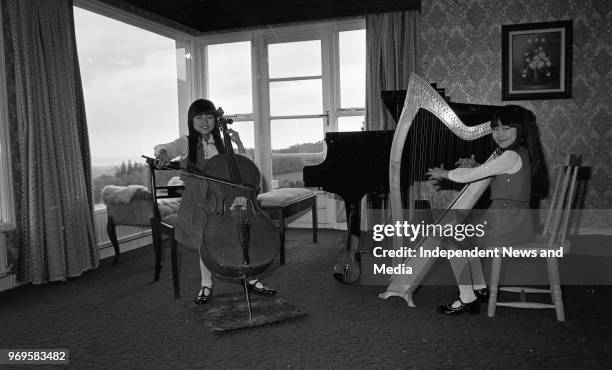 Honoka Fujita age11 and her sister Arisa Fulijta age 9 daughters of the Councillor at the Japanese Embassy in Dublin, Mr Toshimi Fujita who between...