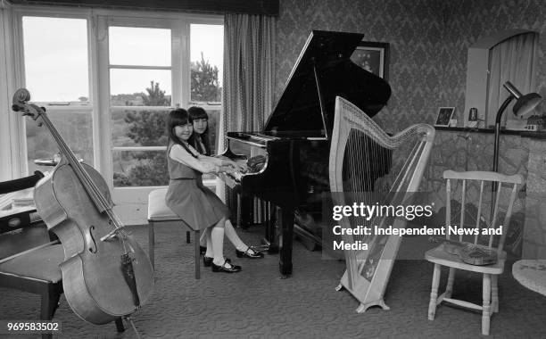 Honoka Fujita age11 and her sister Arisa Fulijta age 9 daughters of the Councillor at the Japanese Embassy in Dublin, Mr Toshimi Fujita who between...