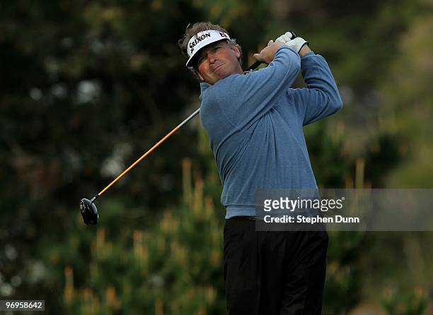 Mathias Gronberg of Sweden hits his tee shot on the second hole during the first round of the AT&T Pebble Beach National Pro-Am at Pebble Beach Golf...