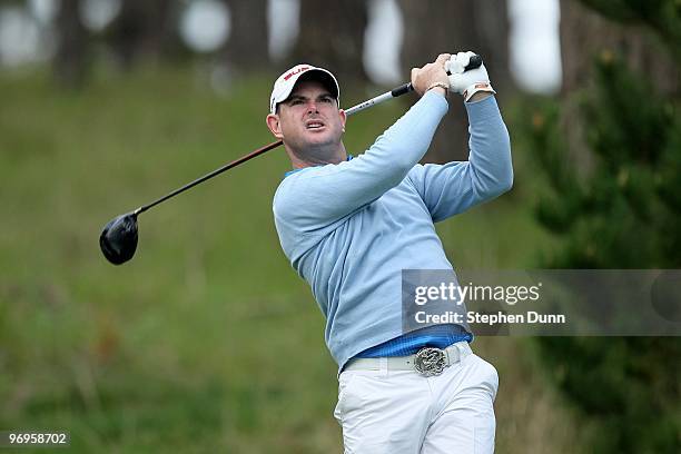 Rory Sabbatini of South Africa hits his tee shot on the tenth hole during the second round of the AT&T Pebble Beach National Pro-Am at Spyglass Hill...