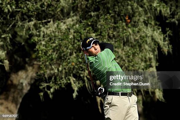 Sergio Garcia of Spain hits his tee shot on the eighth hole during the second round of the AT&T Pebble Beach National Pro-Am at Spyglass Hill Golf...