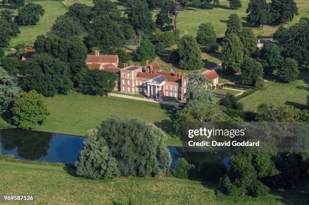 Aerial view of The Vyne, this grade 1 listed Country House is located just outside Sherborne St John 2 miles north Basingstoke Photograph by David...