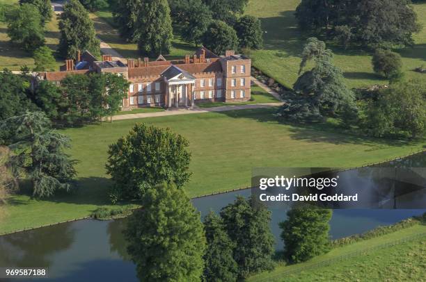 Aerial view of The Vyne, this grade 1 listed Country House is located just outside Sherborne St John 2 miles north Basingstoke Photograph by David...