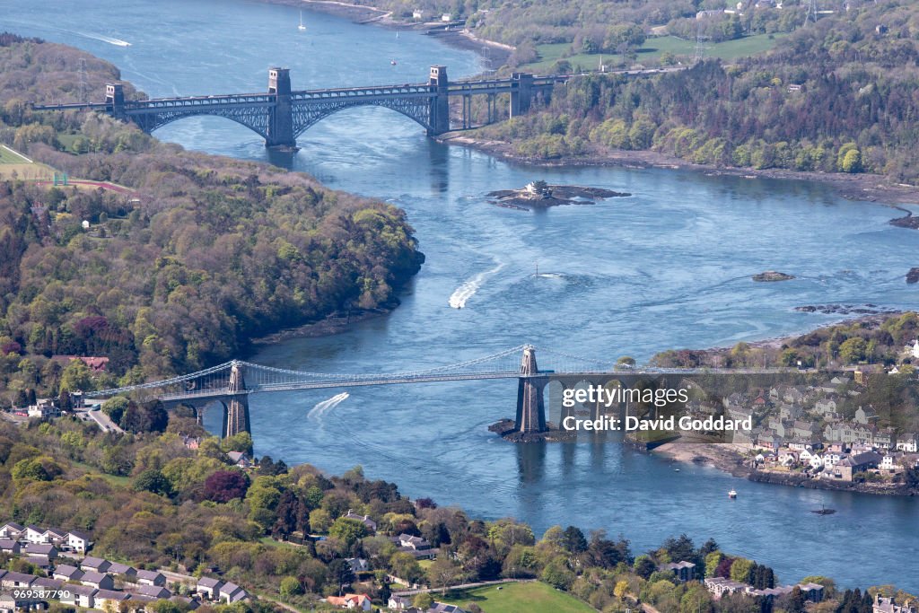 Aerial Photograph of the Britannia Bridge, Anglesey