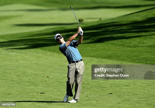 Kevin Streelman hits a shot during the second round of the AT&T Pebble Beach National Pro-Am at Spyglass Hill Golf Course on February 12 2010 in...