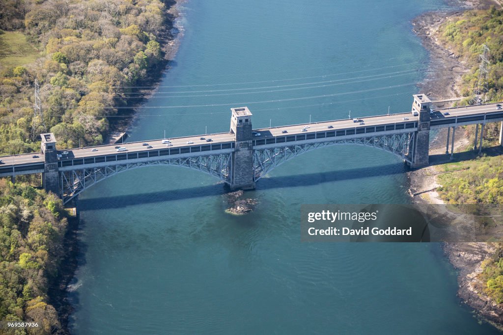 Aerial Photograph of the Britannia Bridge, Anglesey