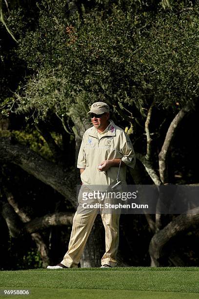 John Daly waits to putt on the seventh hole during the second round of the AT&T Pebble Beach National Pro-Am at Spyglass Hill Golf Course on February...