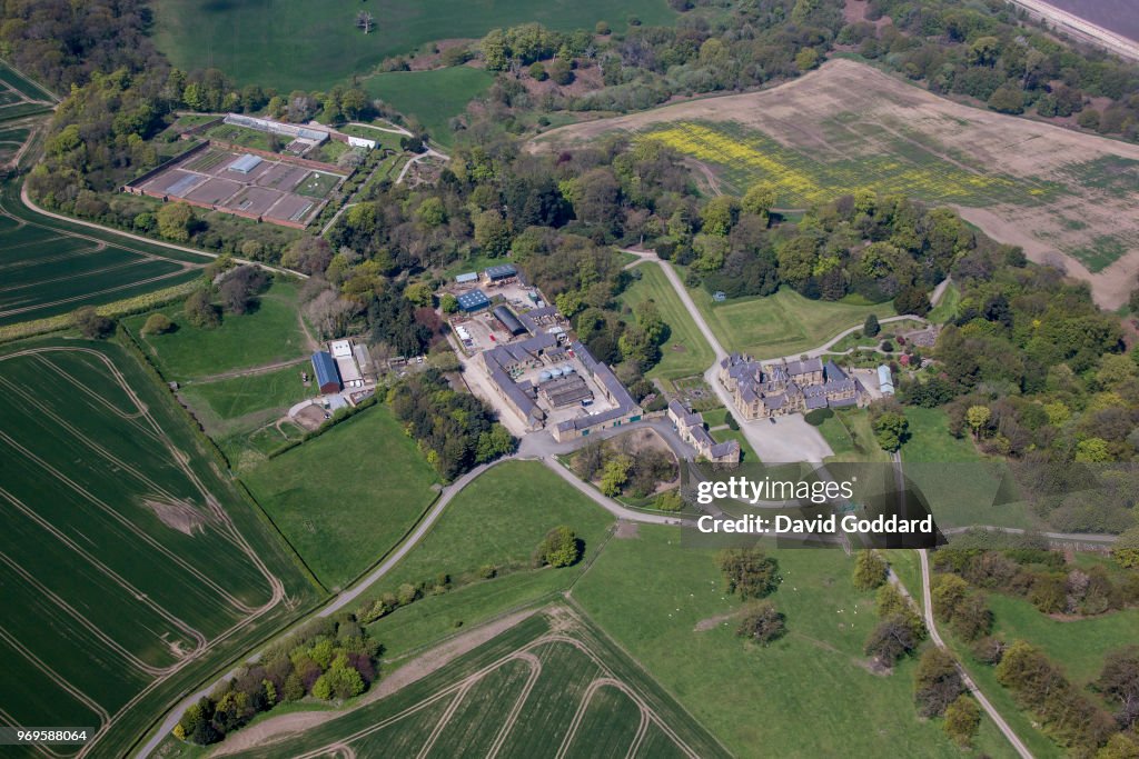 Mostyn KINGDOM. MAY 2018. Aerial Photograph of Mostyn Hall, located at the ...