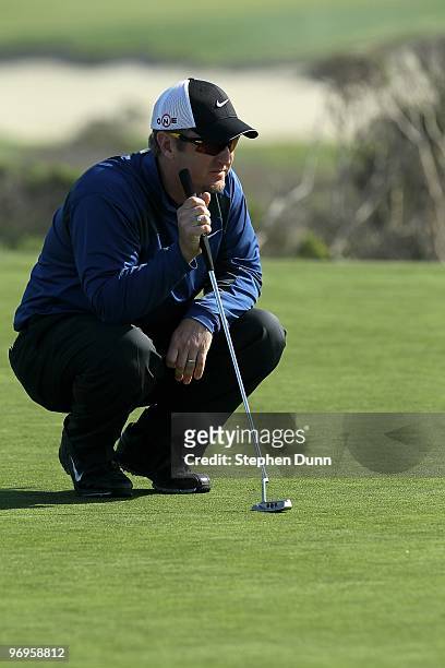 David Duval lines up a putt during the third round of the AT&T Pebble Beach National Pro-Am at Monterey Peninsula Country Club on February 13, 2010...