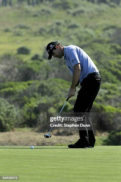 Padraig Harrington of Ireland putts during the third round of the AT&T Pebble Beach National Pro-Am at Monterey Peninsula Country Club on February...