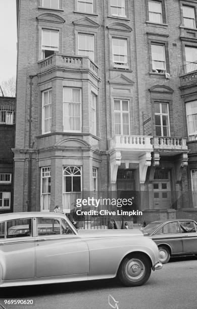 Exterior view of Brian Jones's house on Courtfield Road, South Kensington, London, UK, 11th May 1967.