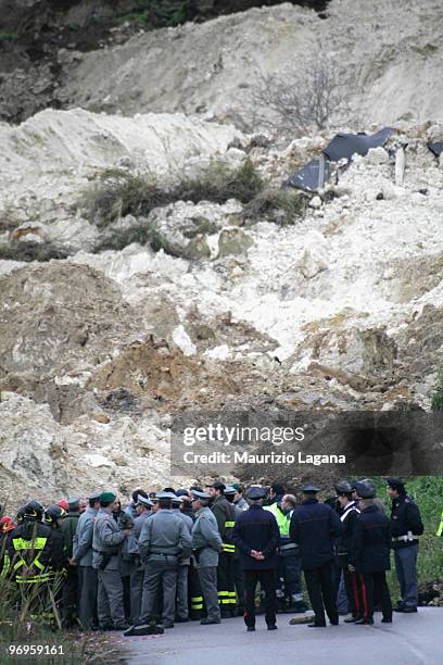 General view of the town of Maierato on February 22 near Reggio Calabria, Italy. The southern Italian town was hit by torrential rains, causing...