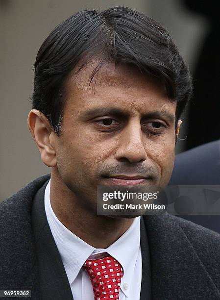 Louisiana Governor Bobby Jindal leaves the White House after meeting with President Barack Obama on February 22, 2010 in Washington, DC. The nation's...