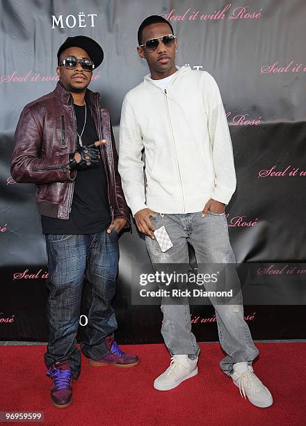 Recording Artists Raheem Devaughn and Fabolous attend Moët & Chandon Present Seal It With Rose' Sunday Brunch at Aja on February 21, 2010 in Atlanta,...