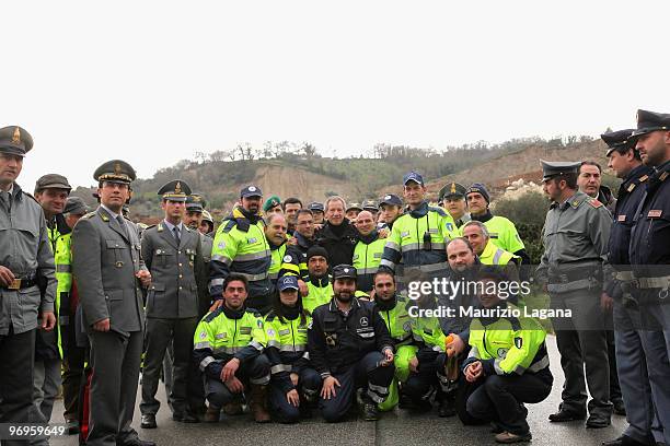 Head of civil protection, Guido Bertolaso, visits the town of Maierato on February 22 near Reggio Calabria, Italy. The southern Italian town was hit...