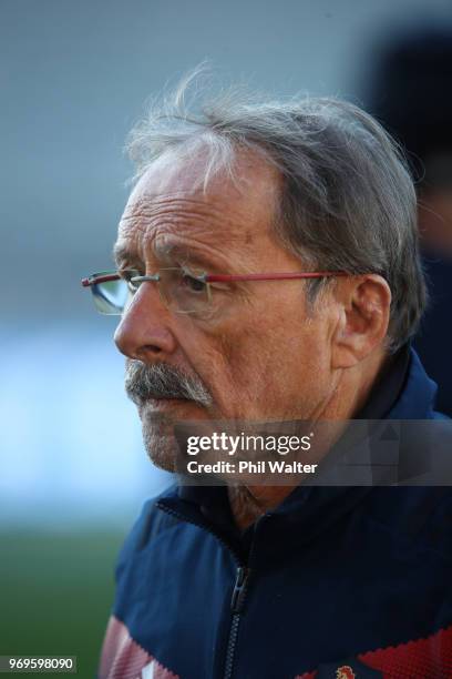 France coach Jacques Brunel looks on during the France Captain's Run at Eden Park on June 8, 2018 in Auckland, New Zealand.