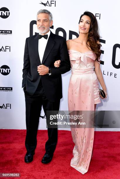 George Clooney and Amal Clooney attend 46th AFI Life Achievement Award Gala Tribute on June 7, 2018 in Hollywood, California.