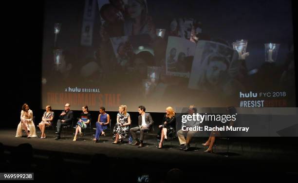 Actors Amanda Brugel, Madeline Brewer, producer Warren Littlefield, actors Alexis Bledel, Samira Wiley, Yvonne Strahovski, Max Minghella, Elisabeth...