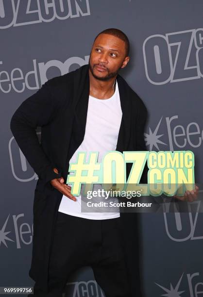 David Ramsey poses during a photo call ahead of Oz Comic Con on June 8, 2018 in Melbourne, Australia.