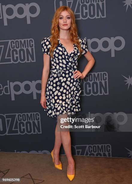 Katherine McNamara poses during a photo call ahead of Oz Comic Con on June 8, 2018 in Melbourne, Australia.