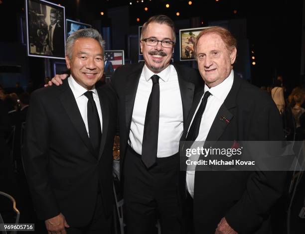 Chairman & CEO of Warner Bros. Entertainment Kevin Tsujihara, Vince Gilligan and Mike Medavoy attend the American Film Institute's 46th Life...