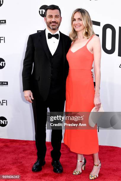 Jimmy Kimmel and Molly McNearney attend 46th AFI Life Achievement Award Gala Tribute on June 7, 2018 in Hollywood, California.