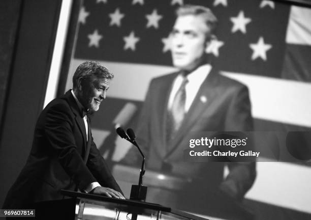 Honoree George Clooney accepts the Life Achievement Award onstage during the American Film Institute's 46th Life Achievement Award Gala Tribute to...