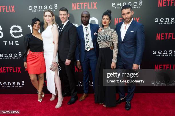 Freema Agyema, Jamie Clayton, Brian J. Smith, Toby Onwumere, Tina Desai and Miguel Ángel Silvestre attend Netflix's "Sense8" Series Finale Fan...