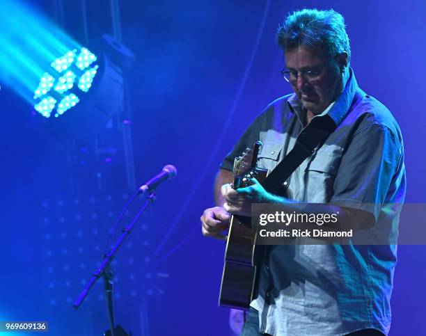 Vince Gill performs at the GLAAD + TY HERNDON's 2018 Concert for Love & Acceptance at Wildhorse Saloon on June 7, 2018 in Nashville, Tennessee.