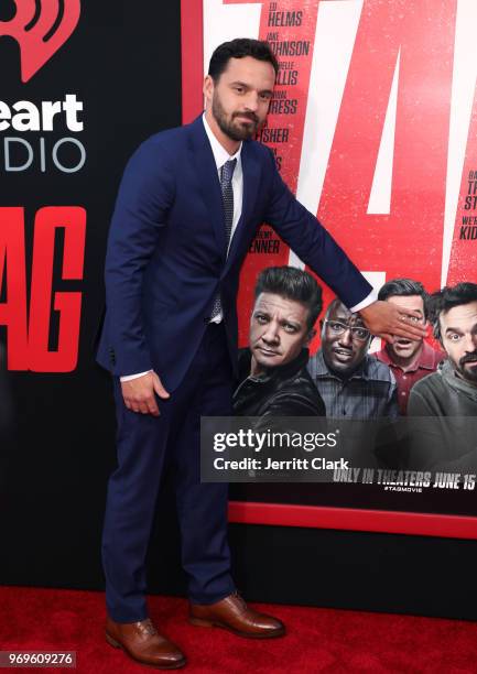 Jake Johnson attends the premiere of Warner Bros. Pictures And New Line Cinema's "Tag" at Regency Village Theatre on June 7, 2018 in Westwood,...